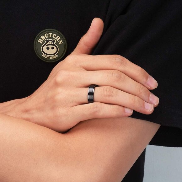 316L Stainless Steel Wedding Ring for Men Women, 2mm-8mm Width Black/Silver/Gold - Picture 4 of 7